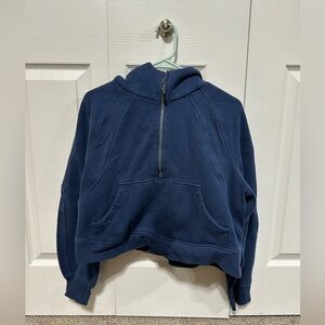 lululemon scuba oversized full zipped cropped hoodie true navy m/l